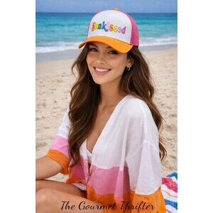 NEW Shiraleah Chicago Sunkissed Trucker Hat Pink Orange Mesh Snapback NWT